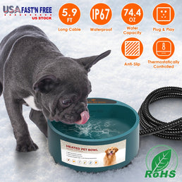 74.4oz Heated Pet Water Bowl
